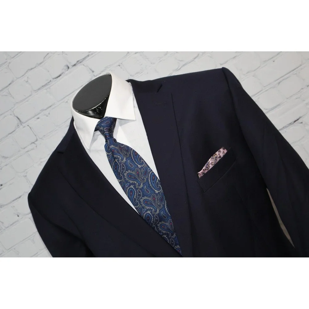 Lauren Ralph Lauren Blazer Mens 48L Navy Blue Wool Two Button Gold Crest